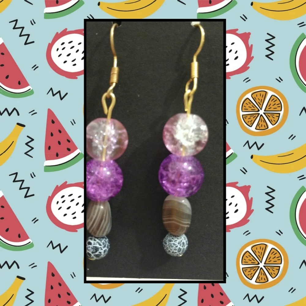 Pretty Earrings - Bright Frosted Mixed Glass